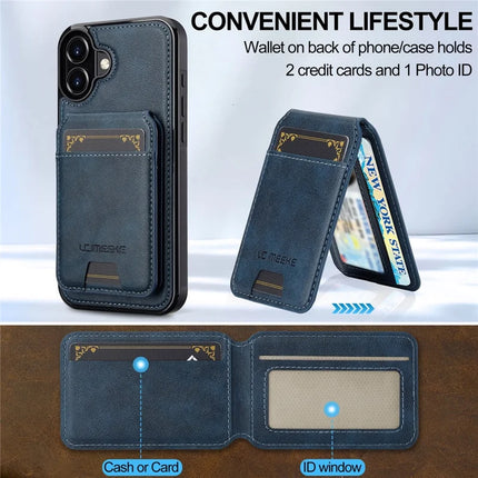 LC.IMEEKE L3 For iPhone 16 Plus Magnetic Case Detachable Card Holder Leather+TPU Mobile Cover