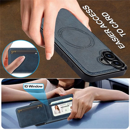 LC.IMEEKE L3 For iPhone 16 Plus Magnetic Case Detachable Card Holder Leather+TPU Mobile Cover