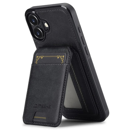 LC.IMEEKE L3 For iPhone 16 Plus Magnetic Case Detachable Card Holder Leather+TPU Mobile Cover