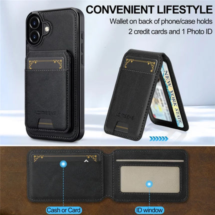 LC.IMEEKE L3 For iPhone 16 Plus Magnetic Case Detachable Card Holder Leather+TPU Mobile Cover