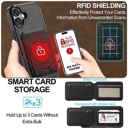 LC.IMEEKE L3 For iPhone 16 Plus Magnetic Case Detachable Card Holder Leather+TPU Mobile Cover