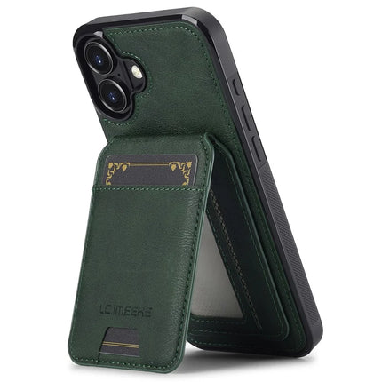 LC.IMEEKE L3 For iPhone 16 Plus Magnetic Case Detachable Card Holder Leather+TPU Mobile Cover