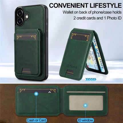 LC.IMEEKE L3 For iPhone 16 Plus Magnetic Case Detachable Card Holder Leather+TPU Mobile Cover