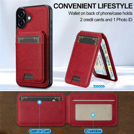 LC.IMEEKE L3 For iPhone 16 Plus Magnetic Case Detachable Card Holder Leather+TPU Mobile Cover