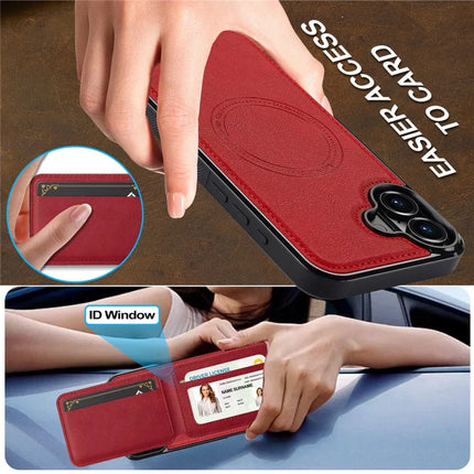 LC.IMEEKE L3 For iPhone 16 Plus Magnetic Case Detachable Card Holder Leather+TPU Mobile Cover