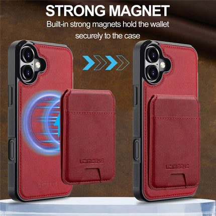 LC.IMEEKE L3 For iPhone 16 Plus Magnetic Case Detachable Card Holder Leather+TPU Mobile Cover
