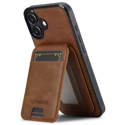 LC.IMEEKE L3 For iPhone 16 Plus Magnetic Case Detachable Card Holder Leather+TPU Mobile Cover