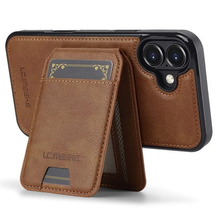 LC.IMEEKE L3 For iPhone 16 Plus Magnetic Case Detachable Card Holder Leather+TPU Mobile Cover