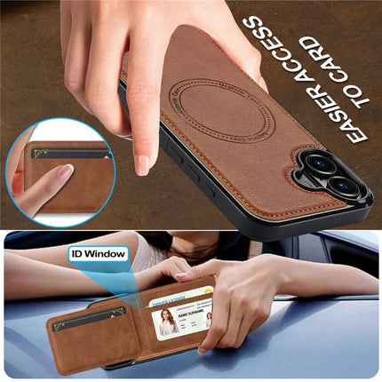 LC.IMEEKE L3 For iPhone 16 Plus Magnetic Case Detachable Card Holder Leather+TPU Mobile Cover