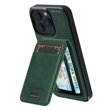 LC.IMEEKE L3 For iPhone 15 Pro Max Magnetic Case Detachable Card Holder Leather+TPU Mobile Cover