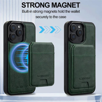 LC.IMEEKE L3 For iPhone 15 Pro Max Magnetic Case Detachable Card Holder Leather+TPU Mobile Cover
