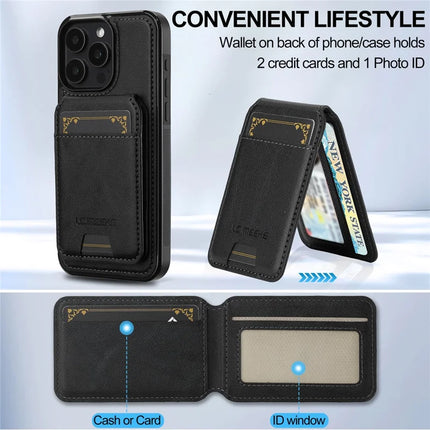 LC.IMEEKE L3 For iPhone 15 Pro Max Magnetic Case Detachable Card Holder Leather+TPU Mobile Cover