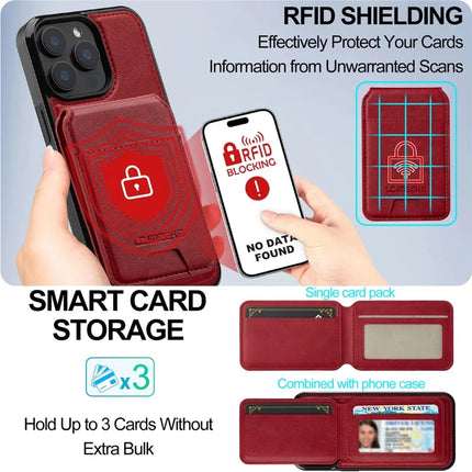 LC.IMEEKE L3 For iPhone 15 Pro Max Magnetic Case Detachable Card Holder Leather+TPU Mobile Cover
