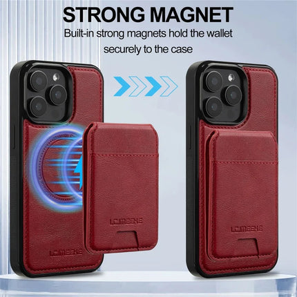 LC.IMEEKE L3 For iPhone 15 Pro Max Magnetic Case Detachable Card Holder Leather+TPU Mobile Cover