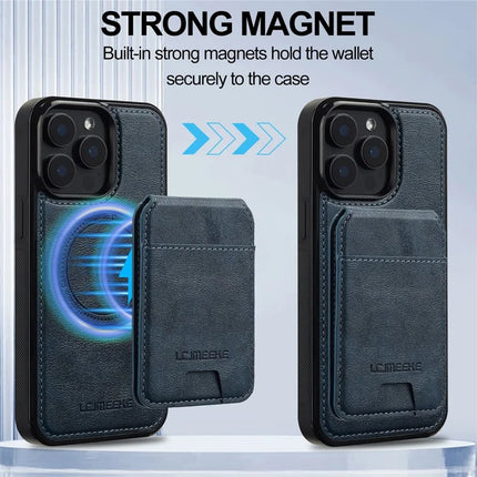 LC.IMEEKE L3 For iPhone 15 Pro Max Magnetic Case Detachable Card Holder Leather+TPU Mobile Cover