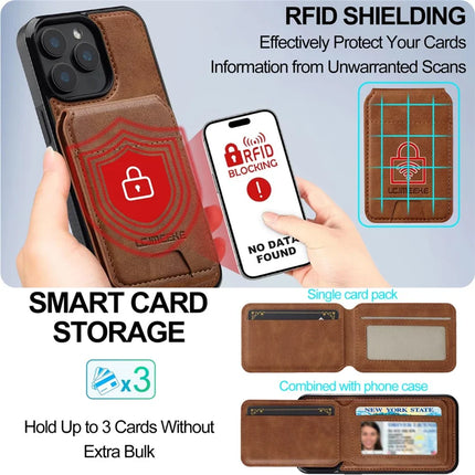 LC.IMEEKE L3 For iPhone 15 Pro Max Magnetic Case Detachable Card Holder Leather+TPU Mobile Cover