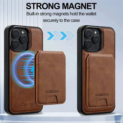 LC.IMEEKE L3 For iPhone 15 Pro Max Magnetic Case Detachable Card Holder Leather+TPU Mobile Cover