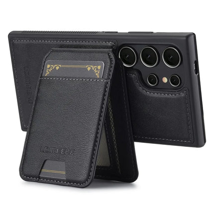 LC.IMEEKE L3 For Samsung Galaxy S23 Ultra Magnetic Case Detachable Card Holder Leather+TPU Mobile Cover
