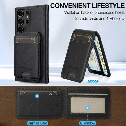 LC.IMEEKE L3 For Samsung Galaxy S23 Ultra Magnetic Case Detachable Card Holder Leather+TPU Mobile Cover