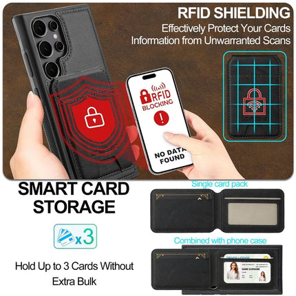 LC.IMEEKE L3 For Samsung Galaxy S23 Ultra Magnetic Case Detachable Card Holder Leather+TPU Mobile Cover