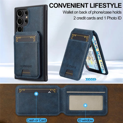 LC.IMEEKE L3 For Samsung Galaxy S23 Ultra Magnetic Case Detachable Card Holder Leather+TPU Mobile Cover