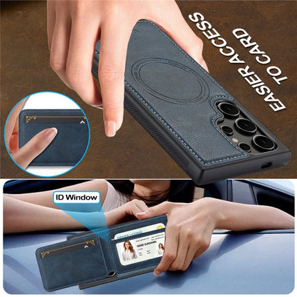 LC.IMEEKE L3 For Samsung Galaxy S23 Ultra Magnetic Case Detachable Card Holder Leather+TPU Mobile Cover