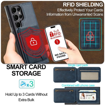LC.IMEEKE L3 For Samsung Galaxy S23 Ultra Magnetic Case Detachable Card Holder Leather+TPU Mobile Cover