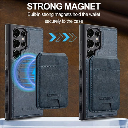 LC.IMEEKE L3 For Samsung Galaxy S23 Ultra Magnetic Case Detachable Card Holder Leather+TPU Mobile Cover