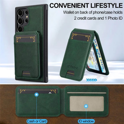 LC.IMEEKE L3 For Samsung Galaxy S23 Ultra Magnetic Case Detachable Card Holder Leather+TPU Mobile Cover
