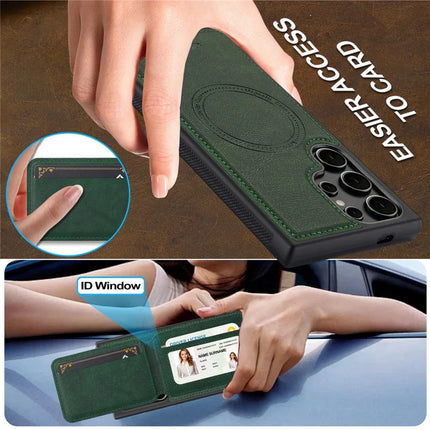 LC.IMEEKE L3 For Samsung Galaxy S23 Ultra Magnetic Case Detachable Card Holder Leather+TPU Mobile Cover