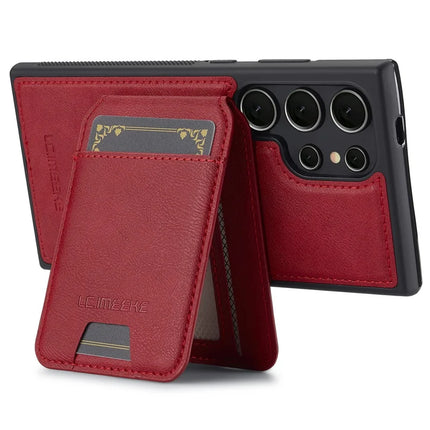 LC.IMEEKE L3 For Samsung Galaxy S23 Ultra Magnetic Case Detachable Card Holder Leather+TPU Mobile Cover