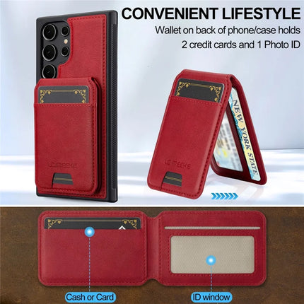 LC.IMEEKE L3 For Samsung Galaxy S23 Ultra Magnetic Case Detachable Card Holder Leather+TPU Mobile Cover