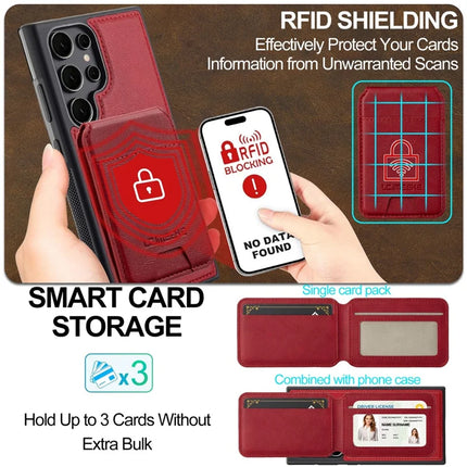 LC.IMEEKE L3 For Samsung Galaxy S23 Ultra Magnetic Case Detachable Card Holder Leather+TPU Mobile Cover