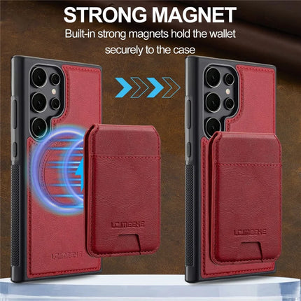 LC.IMEEKE L3 For Samsung Galaxy S23 Ultra Magnetic Case Detachable Card Holder Leather+TPU Mobile Cover