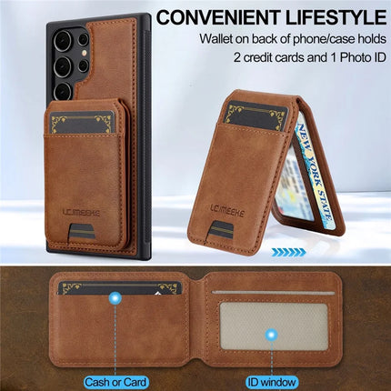 LC.IMEEKE L3 For Samsung Galaxy S23 Ultra Magnetic Case Detachable Card Holder Leather+TPU Mobile Cover