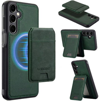 LC.IMEEKE L3 For Samsung Galaxy S23 FE Magnetic Case Detachable Card Holder Leather+TPU Mobile Cover - Green