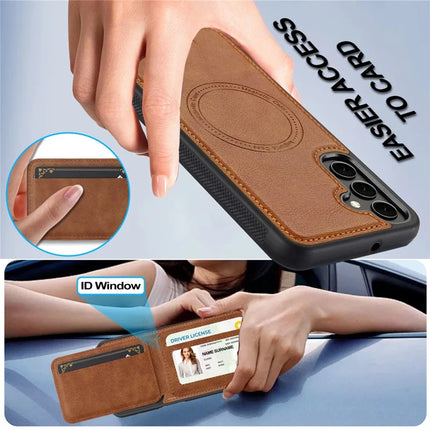 LC.IMEEKE L3 For Samsung Galaxy S23 FE Magnetic Case Detachable Card Holder Leather+TPU Mobile Cover