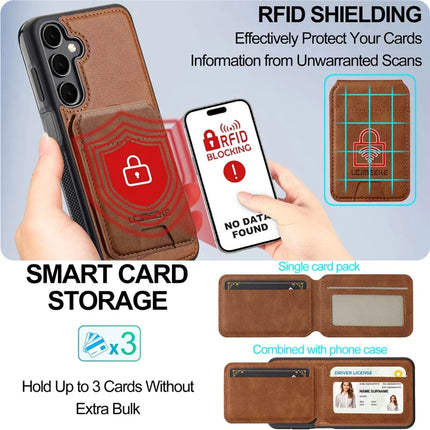 LC.IMEEKE L3 For Samsung Galaxy S23 FE Magnetic Case Detachable Card Holder Leather+TPU Mobile Cover