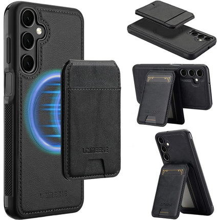LC.IMEEKE L3 For Samsung Galaxy S23 FE Magnetic Case Detachable Card Holder Leather+TPU Mobile Cover - Black