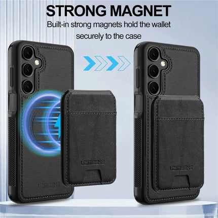 LC.IMEEKE L3 For Samsung Galaxy S23 FE Magnetic Case Detachable Card Holder Leather+TPU Mobile Cover