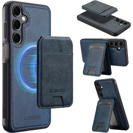 LC.IMEEKE L3 For Samsung Galaxy S23 FE Magnetic Case Detachable Card Holder Leather+TPU Mobile Cover - Blue