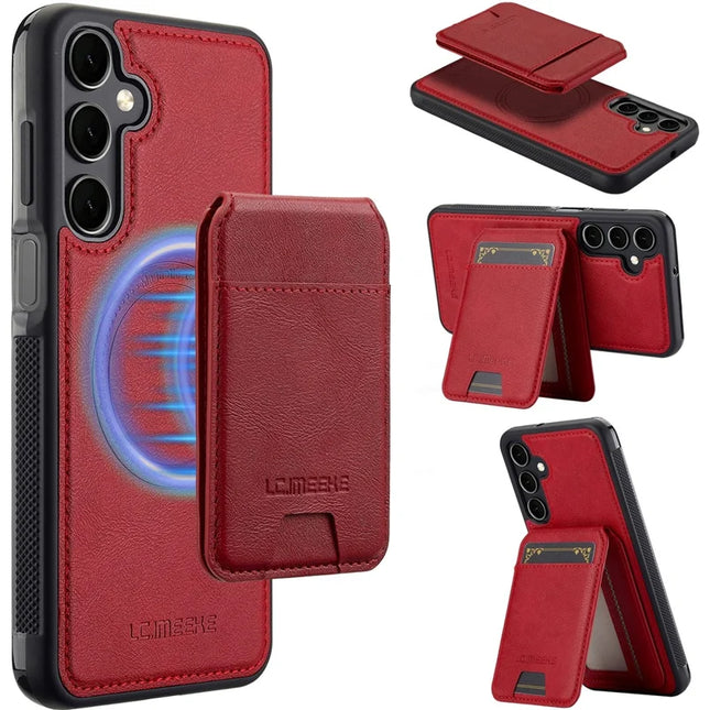LC.IMEEKE L3 For Samsung Galaxy A16 4G / 5G Magnetic Case Detachable Card Holder Leather+TPU Mobile Cover - Red