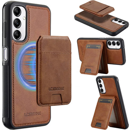 LC.IMEEKE L3 For Samsung Galaxy A34 5G Magnetic Case Detachable Card Holder Leather+TPU Mobile Cover - Brown
