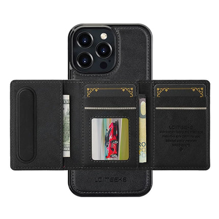 LC.IMEEKE L5 For iPhone 16 Pro Magnetic Phone Case Leather Back Cover with Detachable Card Holder