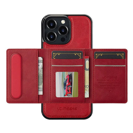 LC.IMEEKE L5 For iPhone 16 Pro Magnetic Phone Case Leather Back Cover with Detachable Card Holder