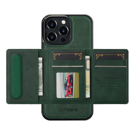 LC.IMEEKE L5 For iPhone 16 Pro Magnetic Phone Case Leather Back Cover with Detachable Card Holder