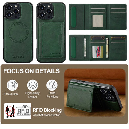 LC.IMEEKE L5 For iPhone 16 Pro Magnetic Phone Case Leather Back Cover with Detachable Card Holder