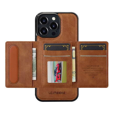 LC.IMEEKE L5 For iPhone 16 Pro Magnetic Phone Case Leather Back Cover with Detachable Card Holder