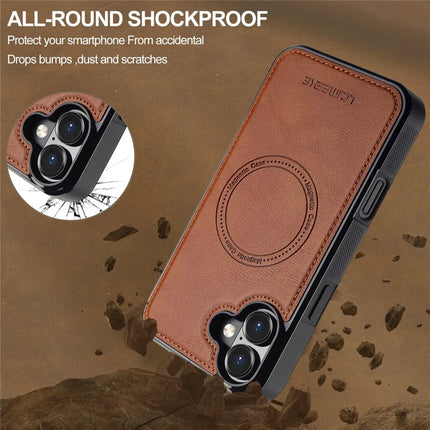 LC.IMEEKE L5 For iPhone 16 Plus Magnetic Phone Case Leather Back Cover with Detachable Card Holder