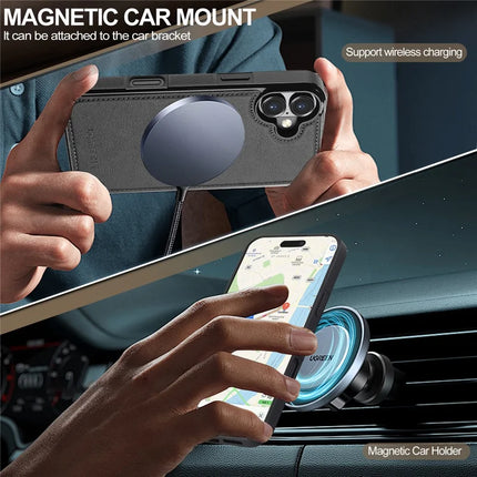 LC.IMEEKE L5 For iPhone 16 Plus Magnetic Phone Case Leather Back Cover with Detachable Card Holder